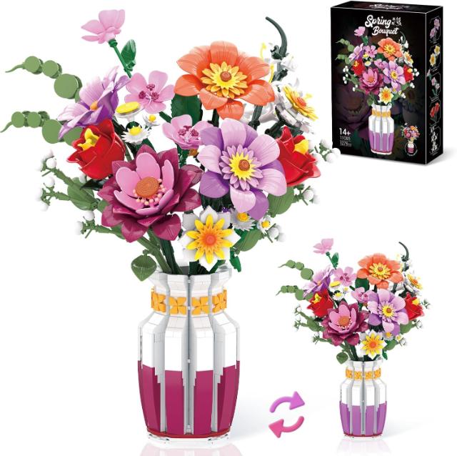 Flower bouquet building set with 2-in-1 vase – wholesale lot